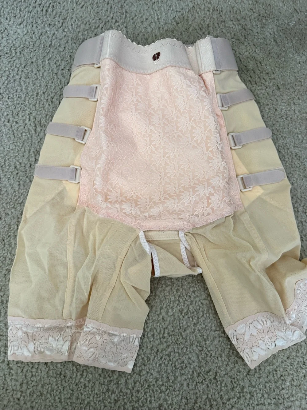 High-Waist Lace Trim Shaping Shorts in Blush Pink